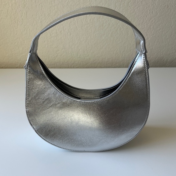 LOFT Metallic Crescent Crossbody Bag | Silver | NWT - Picture 3 of 13